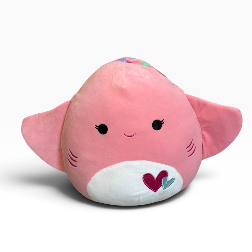 Kellytoy Squishmallows Saxa Pink Stingray Valentines Day Plush Hearts Polka Dot